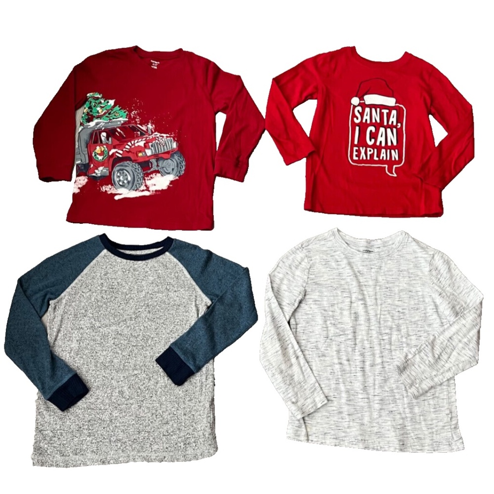 Boy's Lot 4 Long Sleeve T-Shirts By Carter's/Jumping Beans/Rumi Ryder Size 6/7